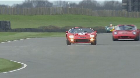 Rob Huff man-handles a Ford GT40 around Goodwood