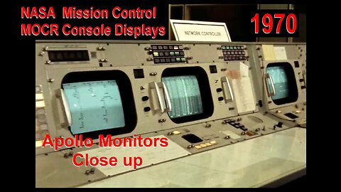 NASA Mission Control Console close-up view displays 1970 (PHILCO-Ford; Apollo MOCR Computer Houston)