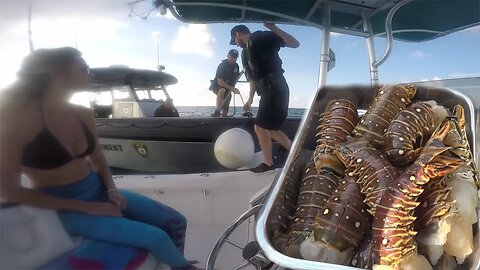 Game Warden boarding my boat | Key Largo Lobster Catch Clean Cook