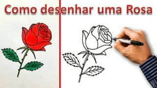 COMO DESENHAR UMA ROSA VERMELHA PASSO A PASSO