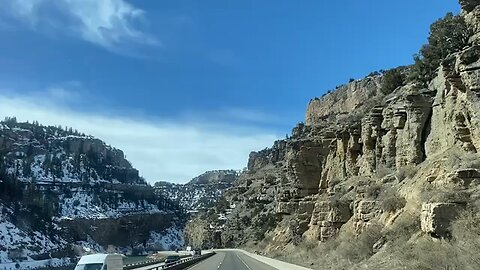 Glenwood Canyon Colorado view from semi truck