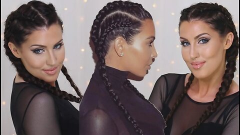 How To: Cornrows - Kim Kardashian Double Dutch Braids