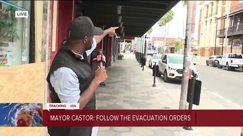 JJ Burton in Ybor city| Business owners are working together — to secure their business— boarding up windows, laying out sandbags, etc. Mayor Jane Castor is warning folks in mandatory evacuation zones to heed the warning and leave now.
