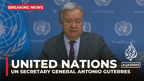 UN Secretary Guterres is making a statement at the UN about the conflict between Israel and Gaza