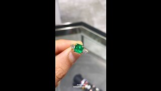 1.90 ct Luxurious Radiant Cut emerald and Diamond Three Stone Women's Engagement Ring In 18K gold