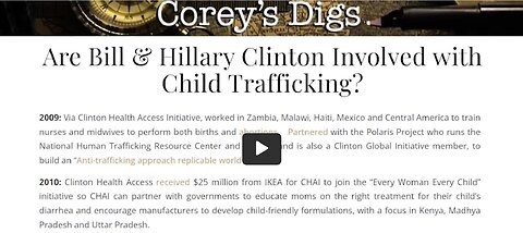 Just in case anyone missed this. Are Bill & Hillary Clinton Involved with Child Trafficking?