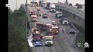 Tractor trailer fire on Florida's Turnpike causes delays in Martin County