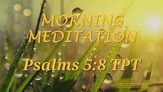 Morning Meditation -- Psalm 5 verse 8 TPT
