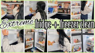 *EXTREME* FRIDGE & FREEZER SPRING CLEANING 2022✨| FRIDGE & FREEZER DEEP CLEAN WITH ME🤍| ez tingz