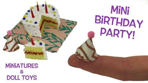 DIY miniature birthday cake and party hats