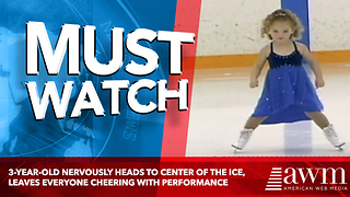 3-Year-Old Nervously Heads To Center Of The Ice, Leaves Everyone Cheering With Performance