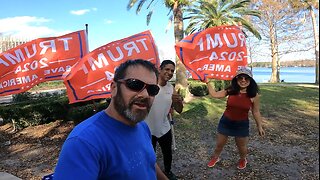 Waving Trump flags in downtown Orlando