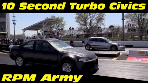 10 Second Turbo Honda Civics Drag Racing