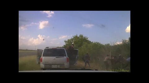 Texas troopers dashcam shows illegal immigrants pour out of smuggler's vehicle following pursuit
