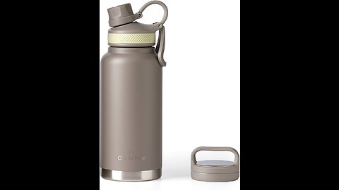 GrandTies 2 Lids Sports Stainless Steel Water Bottle– 32oz, Reusable Wide Mouth Vacuum Insulate...