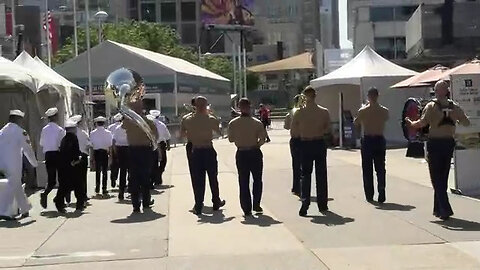 Quantico Marine Brass Band performs aboard the USS Intrepid during Fleet Week