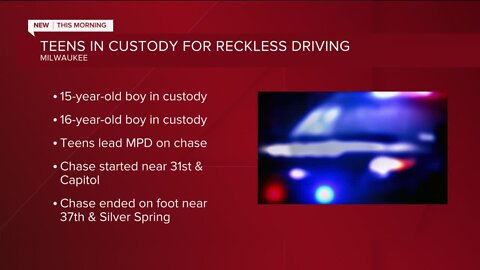 Two teens arrested for reckless driving, leading police on a chase in a stolen vehicle