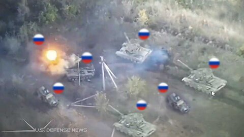 FPV drones destroy a column of Russian tanks