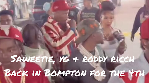 Roddy Ricch, Saweetie, YG posted in Bompton for the 4th