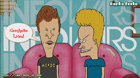 Beavis and Butthead watching InfoWars on the 'Tell-LIE-Vision'