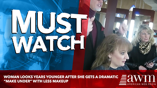 Woman looks years younger after she gets a dramatic “make Under” with less makeup