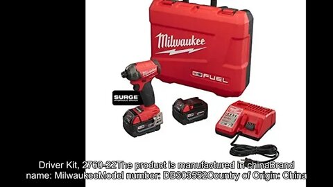 Milwaukee Elec Tool DB303552 Fuel Surge 1/4" Hex Hydraulic Driver Kit, 2760-22