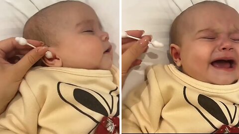Baby Hilariously Cries When Ear Cleaning Stops