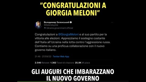 “Congratulazioni a Giorgia Meloni”.Gli auguri di Zelenski che imbarazzano il nuovo governo..ecco lo scacchiere Meloni del NUOVO GOVERNO..la previsione che sicuramente ad ottobre 2022 ci sarà un nuovo governo in Italia..