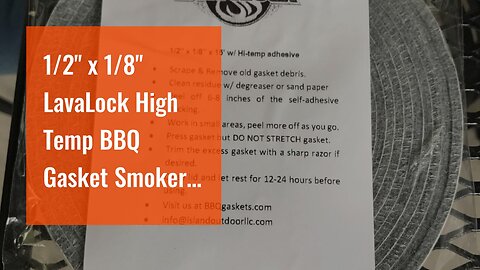 12" x 18" LavaLock High Temp BBQ Gasket Smoker Seal for Nomex Door Lid, Self Stick Grey