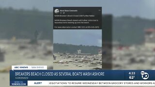 Breakers Beach closed as boats wash ashore