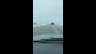North Dakota I-94 Pickup truck in ditch with Icy Roads 11/12/2021