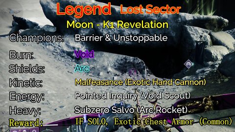 Destiny 2 Master Lost Sector: Moon - K1 Revelation 4-23-22