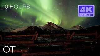 Snowy Night in Alaska 4K | Winter Wind and Icy Snow Sounds for Relaxation | Studying | Sleeping