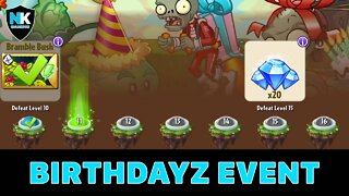 PvZ 2 - Birthdayz Event - Levels 10-15 - Level 1 Plants No Premium