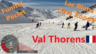 [4K] Skiing Val Thorens Les3Vallées, Funitel Péclet - Lac Blanc & Tête Ronde, France, GoPro HERO11