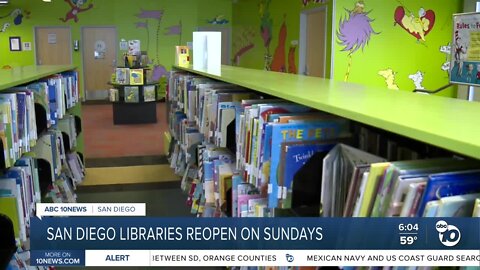 San Diego Libraries reopen on Sundays