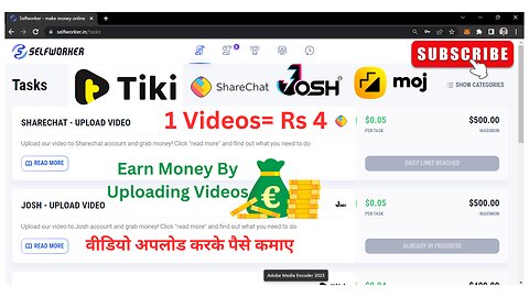 Selfworker - Earn Money by Uploading Videos on Sharechat, Moj, Josh, Tiki, Hipi, and many more apps.