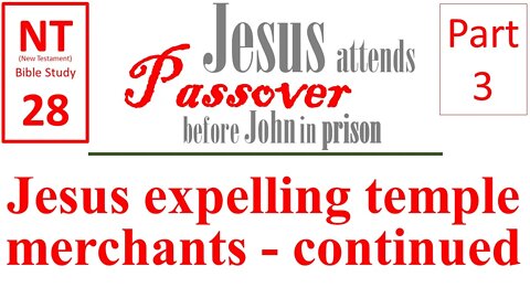 NT Bible Study 28: Jesus expels merchants - continued (Jesus to Passover b/f John in prison part 3)