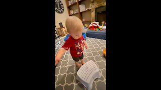 Baby Loves His New Step Stool - Cuteness Overload