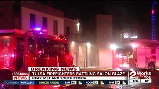 Tulsa firefighters battle salon blaze