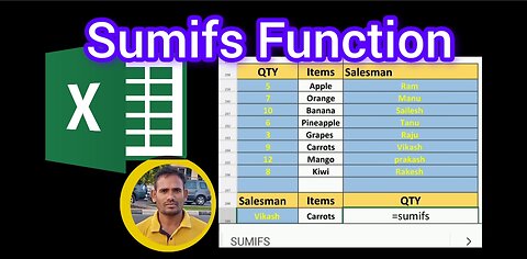 Sumifs Function in Excel #sumifs