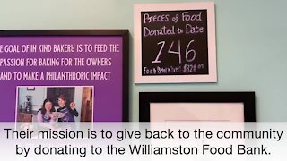 In KinD Bakery gives first donation to Williamston Food Bank