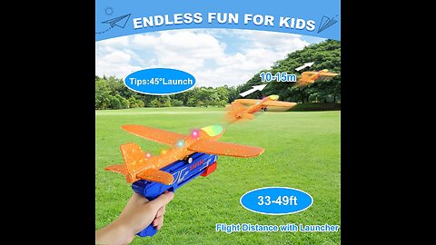 Airplane Launcher Toys, 13.2'' LED Foam Glider Catapult Plane Toy for Boys, 2 Flight Modes Outdoor Flying Toys Birthday Gifts for Boys Girls . 3 Pack Airplane Toys - glider boy toy is equipped with 3 different colors of green, orange, and b