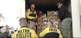 Las Vegas police helping to feed local families at The Harbor