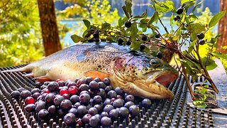 WILD Huckleberry TROUT FISHING Catch N' COOK In The MOUNTAINS!