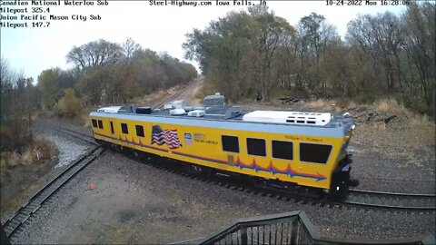 SB UP EC 5 Inspection Car at Manly and Iowa Falls, IA on October 24, 2022