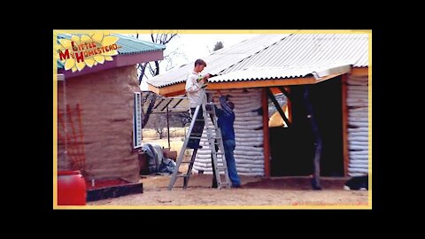 Tree Branch Entry Posts | Underground Earthbag Building | Weekly Peek Ep70