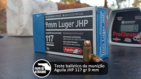 Teste balístico da munição Aguila JHP 117gr 9 mm
