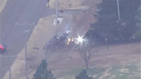 Car rolls into power line after Oklahoma police chase [VIDEO]