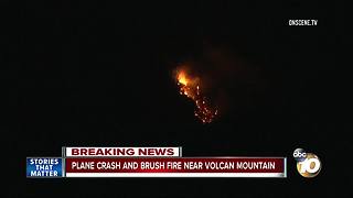 Plane crash and brush fire near Volcan Mountain